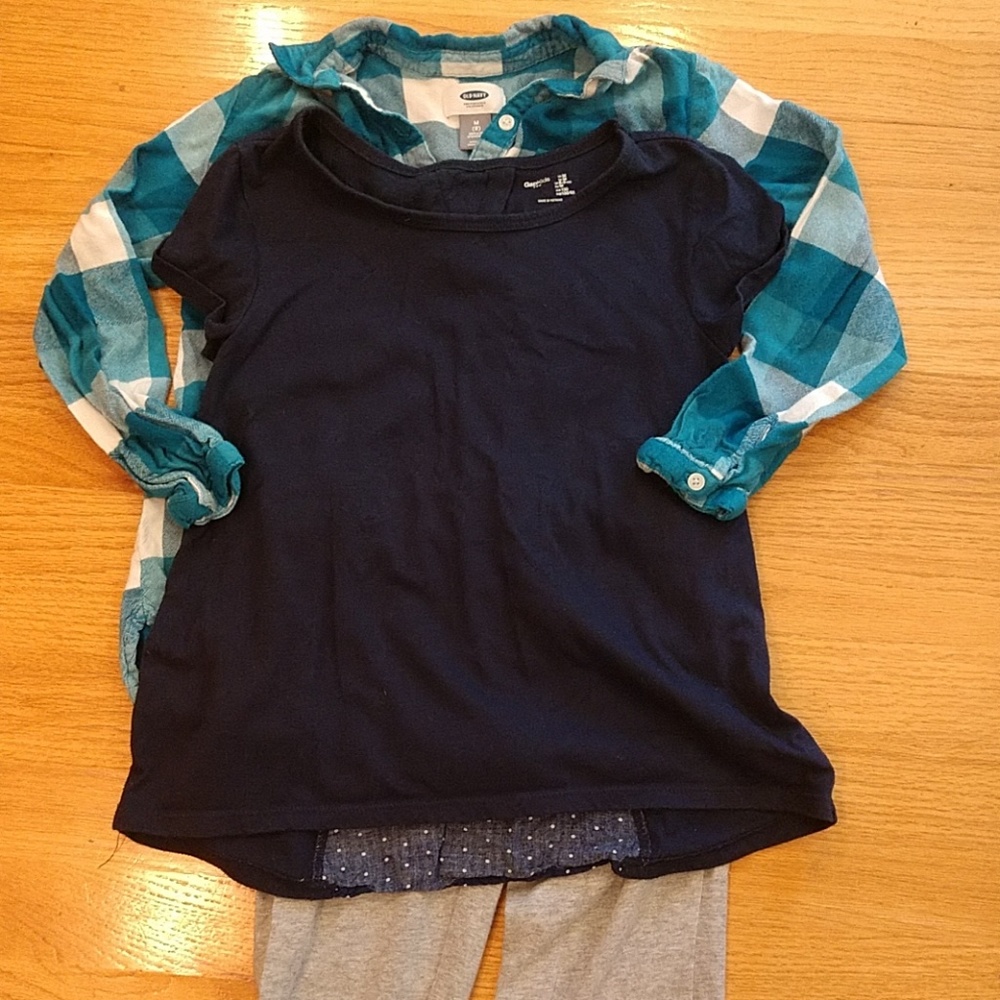 GAP & Old Navy Soft Casual Plaid T-Shirt & Leggings Set